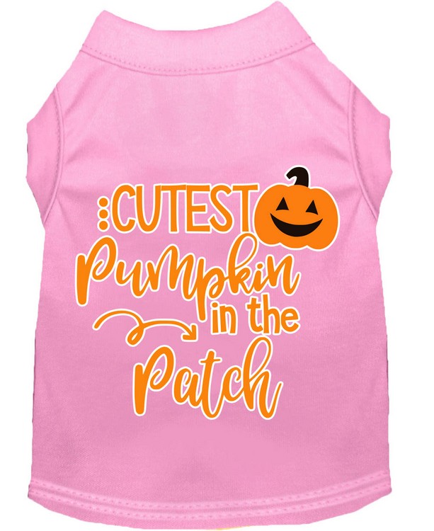 Cutest Pumpkin in the Patch Screen Print Dog Shirt Light Pink Med